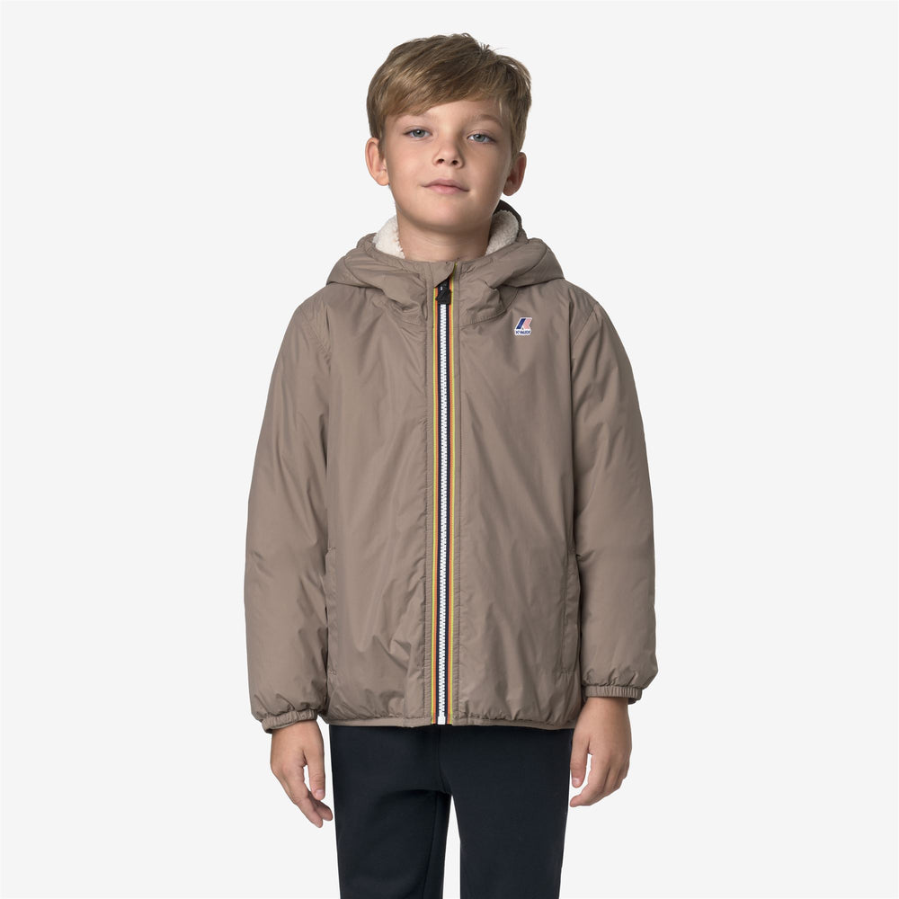 Beige unisex Kids' Mid-Season Waterproof Jacket 02