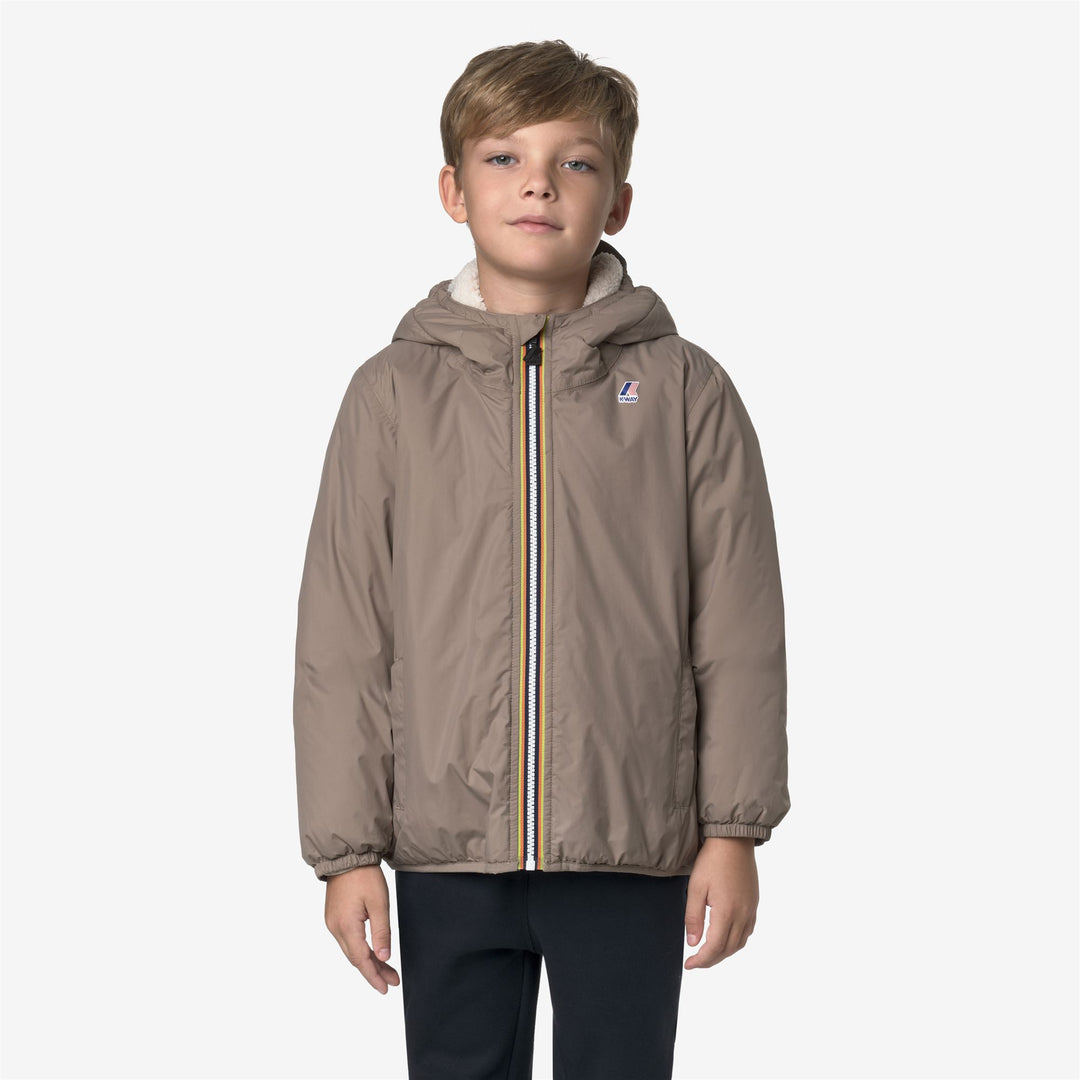 Chaqueta impermeable unisex beige para niños de entretiempo main