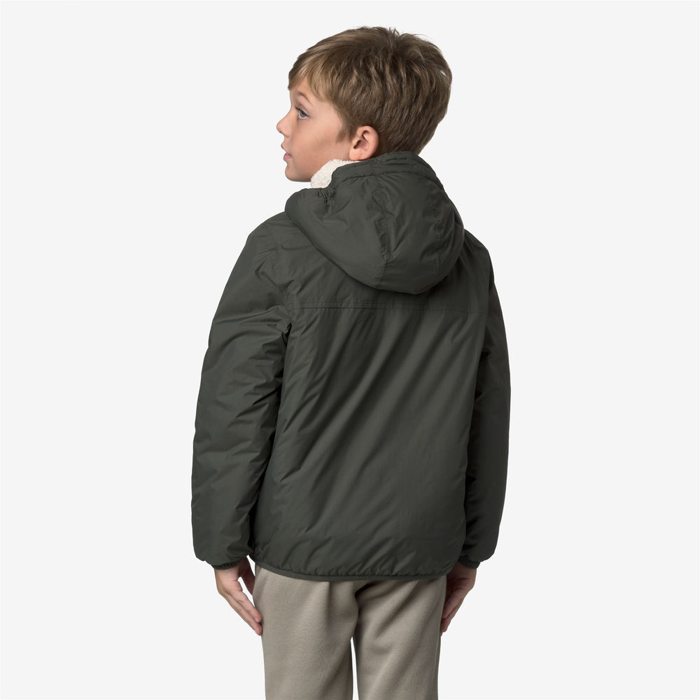 Chaqueta unisex para niños de clima templado, de color verde negruzco 02