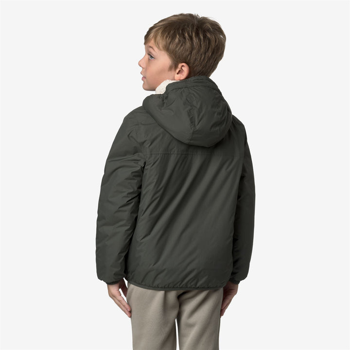 Chaqueta unisex para niños de clima templado, de color verde negruzco 3