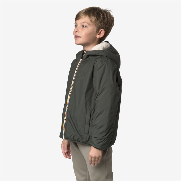 Chaqueta unisex para niños de clima templado, de color verde negruzco 4