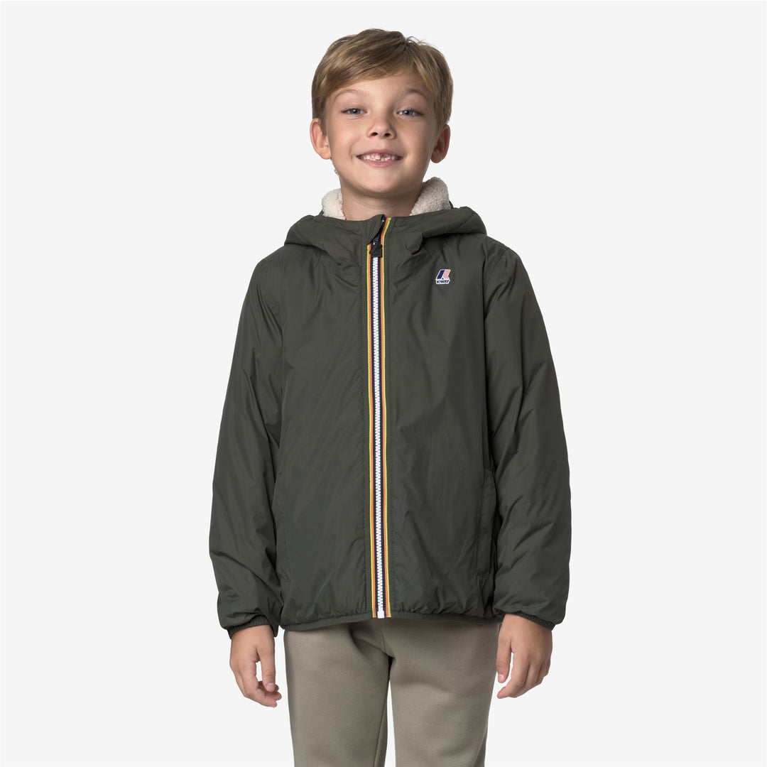 Chaqueta unisex para niños de clima templado, de color verde negruzco main