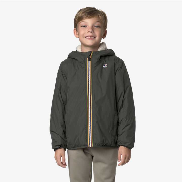 Chaqueta unisex para niños de clima templado, de color verde negruzco 3