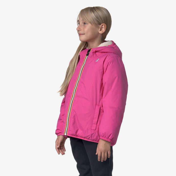 Chaqueta impermeable de entretiempo unisex para niños en color rojo fucsia 4