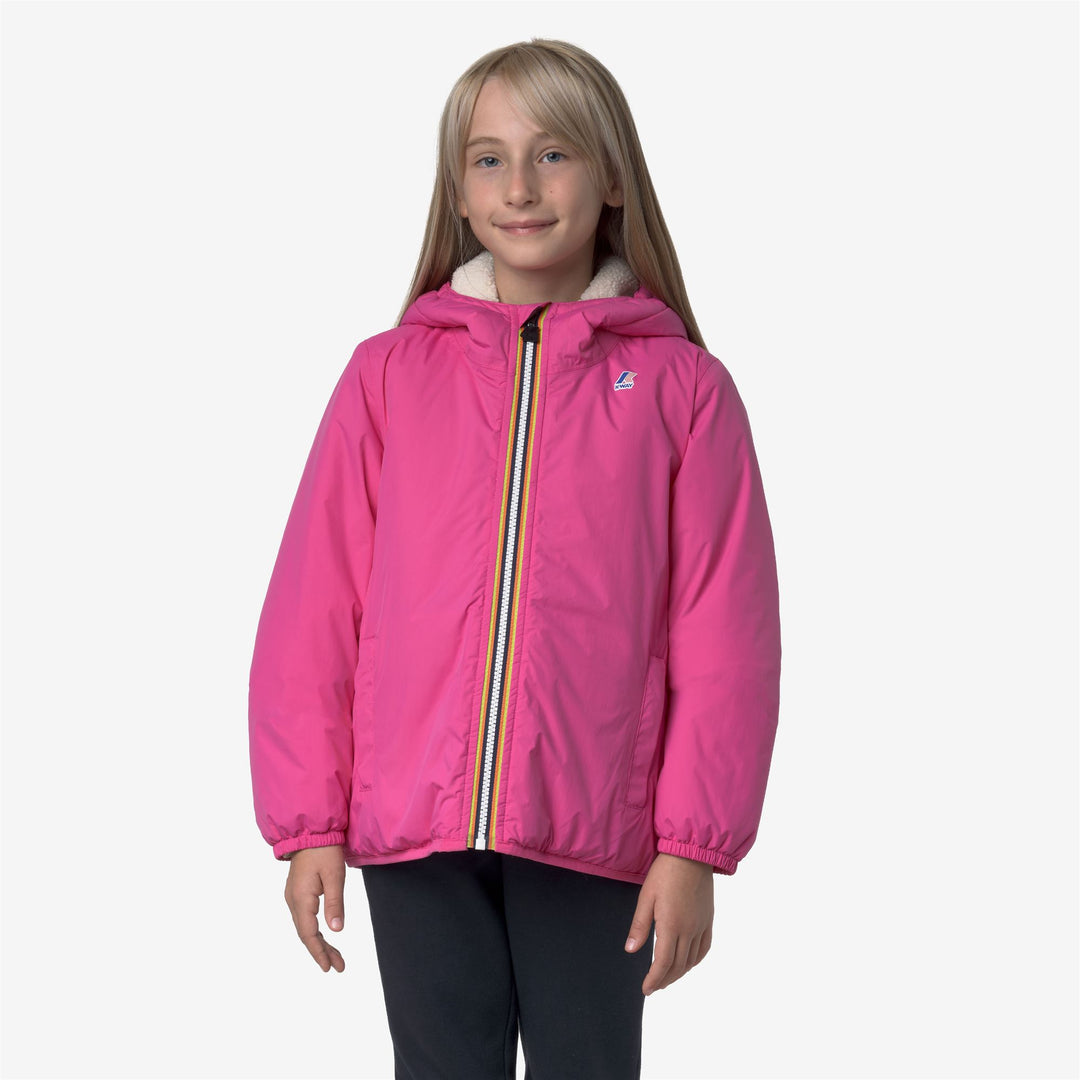 Chaqueta impermeable de entretiempo unisex para niños en color rojo fucsia main