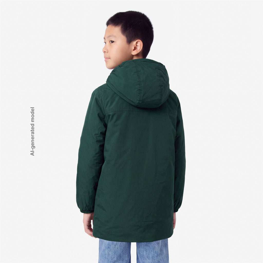 Jackets_KID UNISEX_P. LE VRAI 4.0 EIFFEL ORSETTO_3/4 Length_Green Dk Jungle - Commercial 3