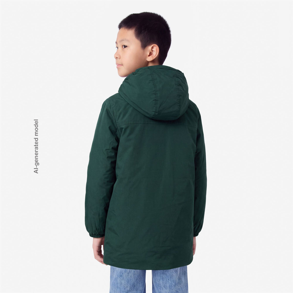 Jackets_KID UNISEX_P. LE VRAI 4.0 EIFFEL ORSETTO_3/4 Length_Green Dk Jungle - Commercial 3