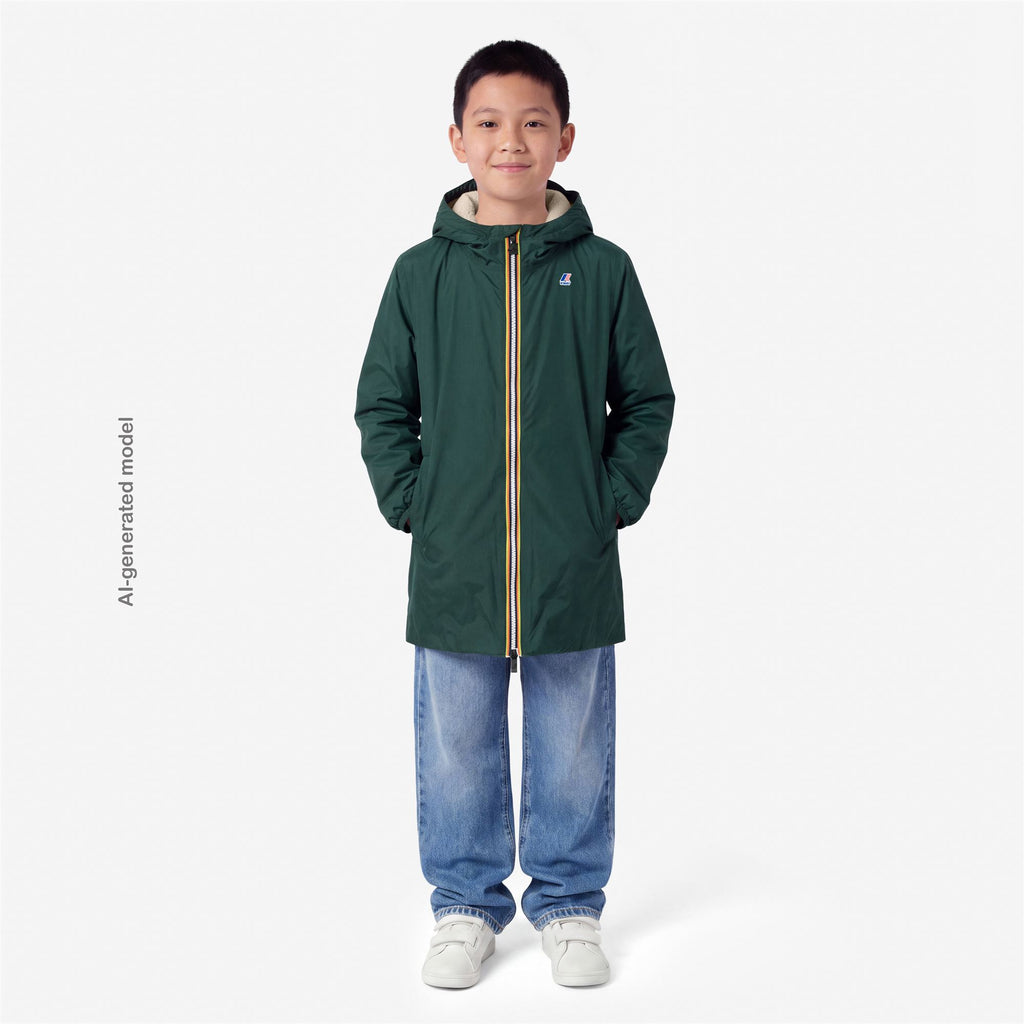 Jackets_KID UNISEX_P. LE VRAI 4.0 EIFFEL ORSETTO_3/4 Length_Green Dk Jungle - Commercial 4