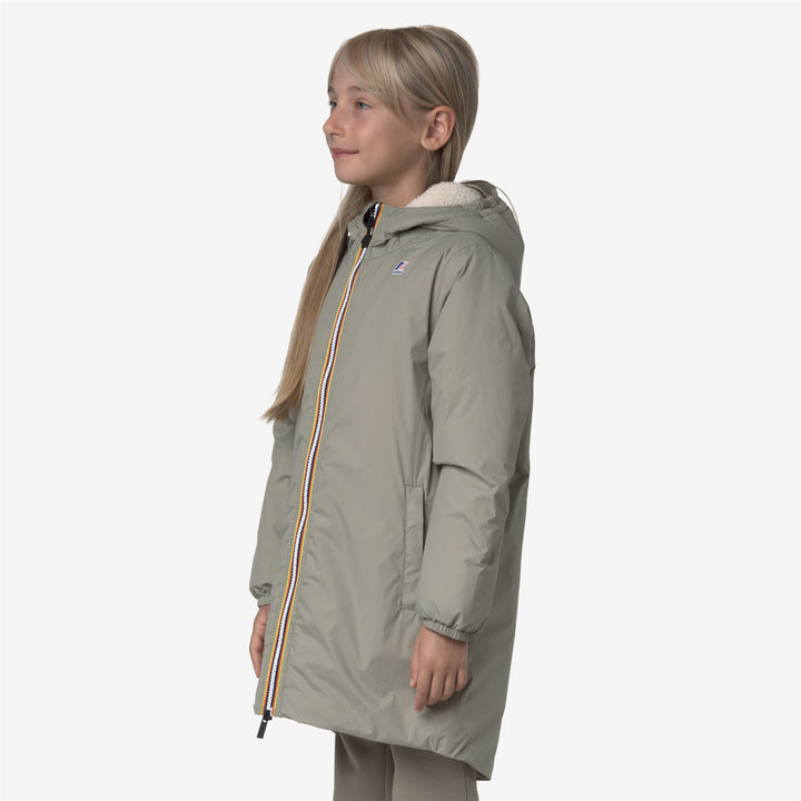 Chaqueta impermeable unisex verde para niños de 3/4 de largo 2
