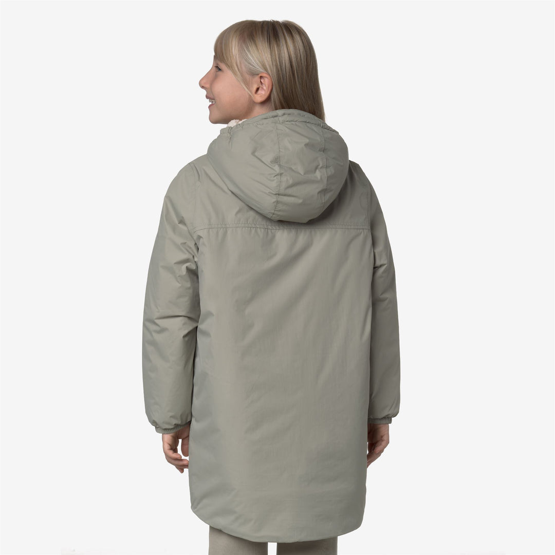 Chaqueta impermeable unisex verde para niños de 3/4 de largo main