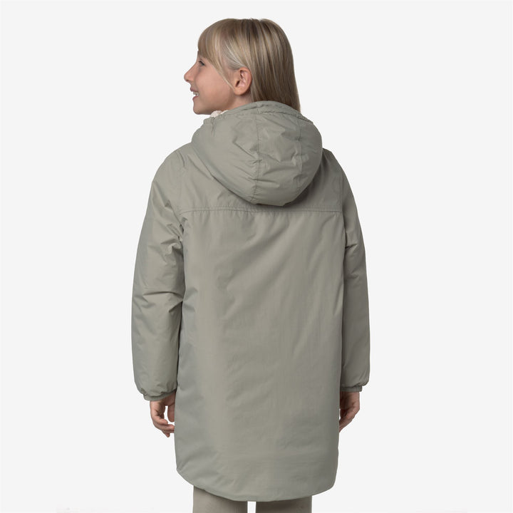 Chaqueta impermeable unisex verde para niños de 3/4 de largo 5