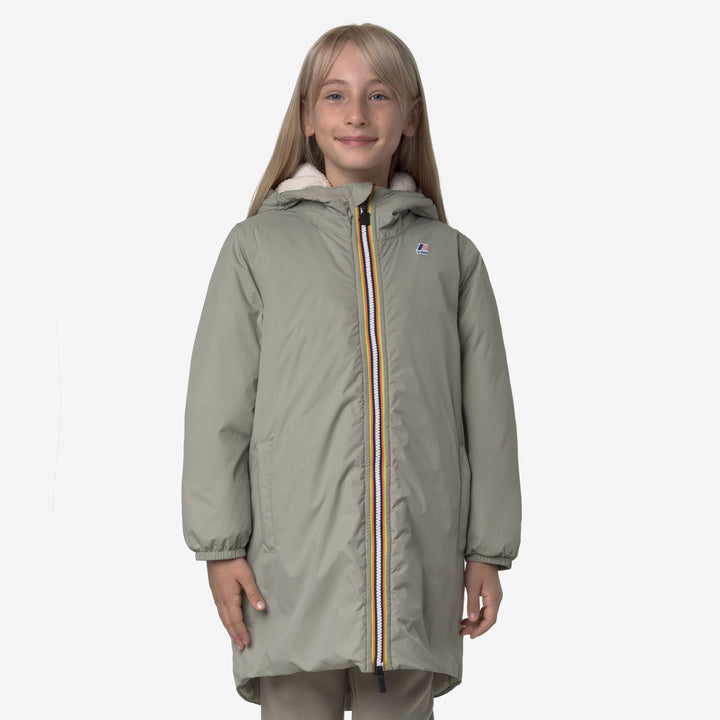 Chaqueta impermeable unisex verde para niños de 3/4 de largo 1