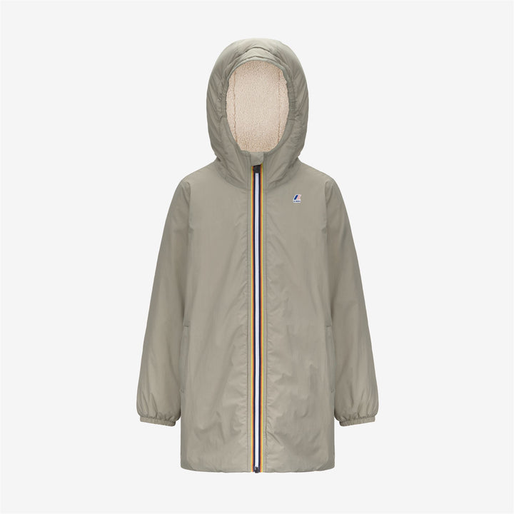 Chaqueta impermeable unisex verde para niños de 3/4 de largo 5