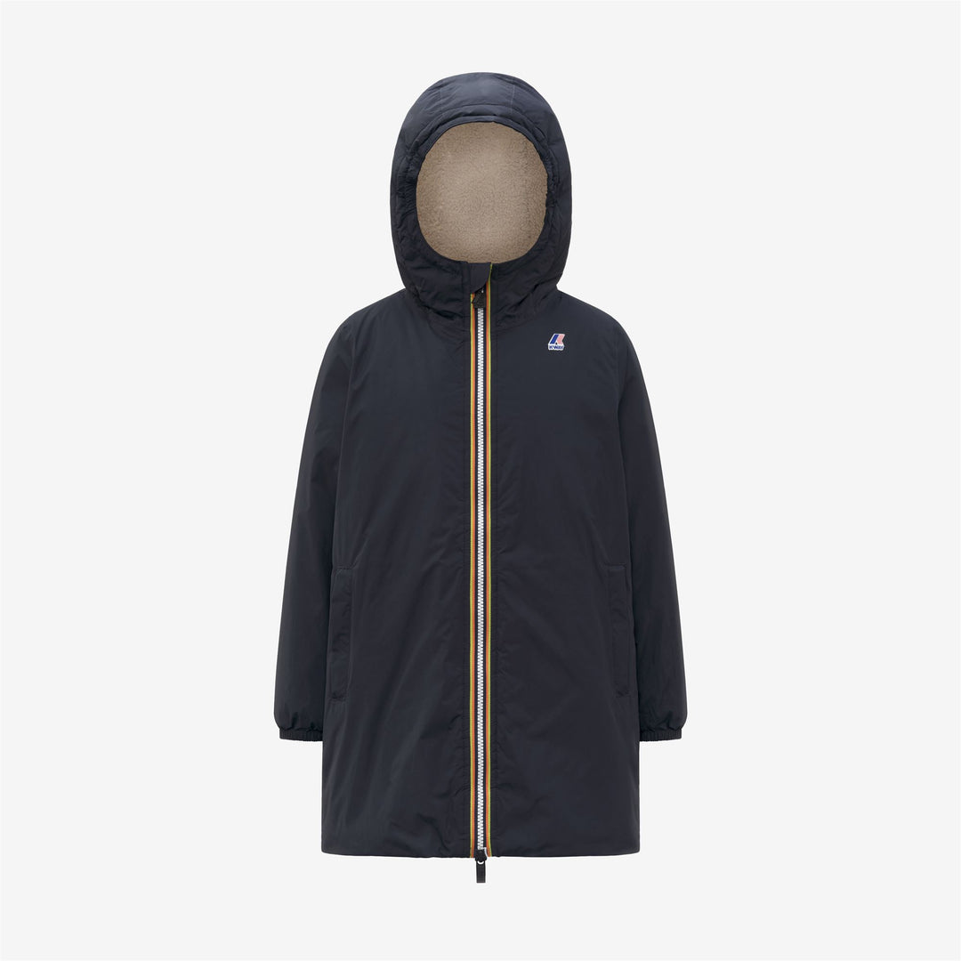 Chaqueta impermeable unisex azul para niños de 3/4 de largo con forro de peluche 01