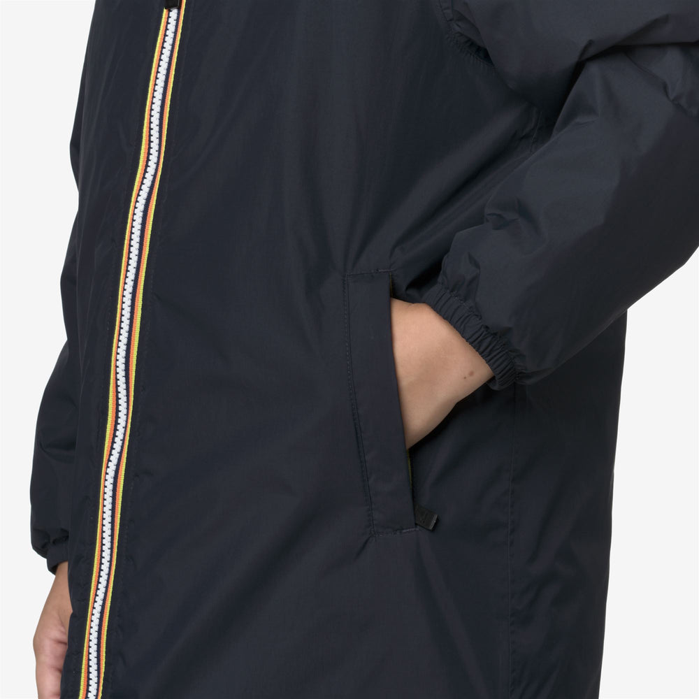 Chaqueta impermeable unisex azul para niños de 3/4 de largo con forro de peluche 02