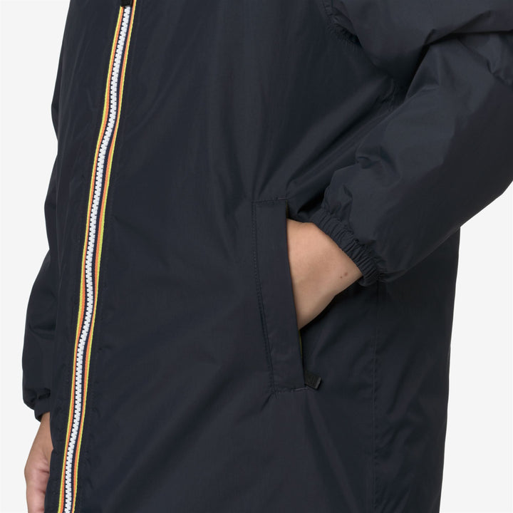 Chaqueta impermeable unisex azul para niños de 3/4 de largo con forro de peluche 2