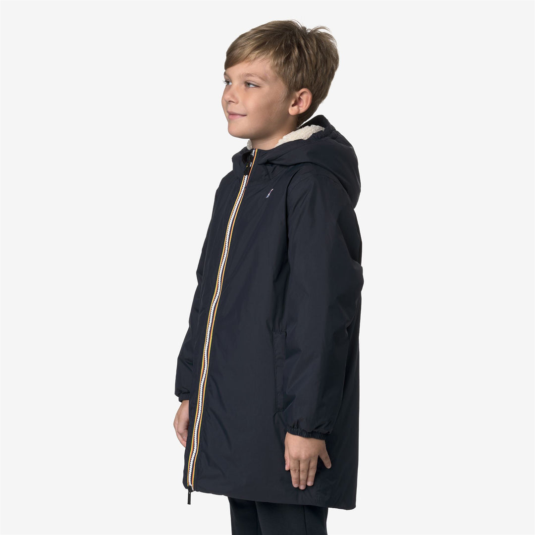 Chaqueta impermeable unisex azul para niños de 3/4 de largo con forro de peluche main