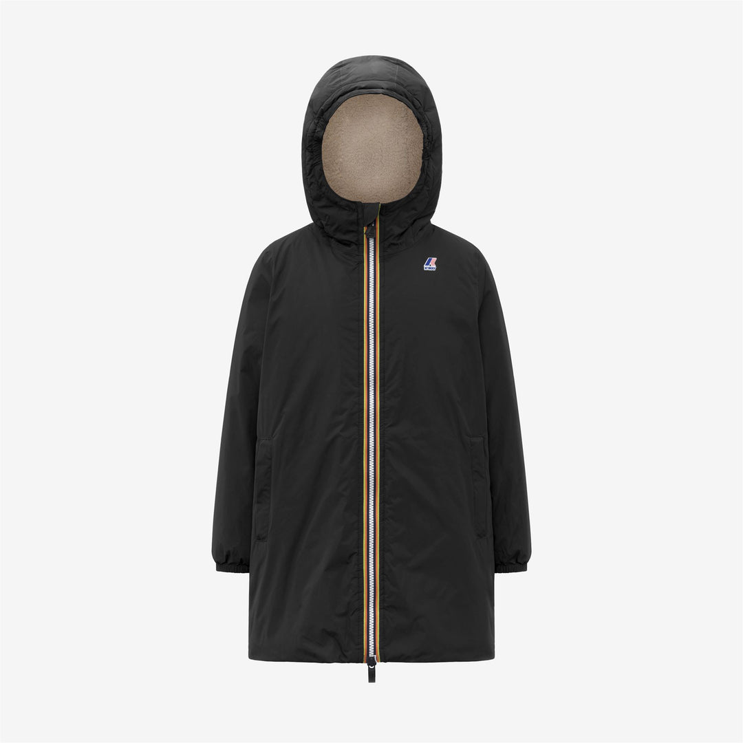 Chaqueta impermeable unisex negra para niños de 3/4 de largo 01