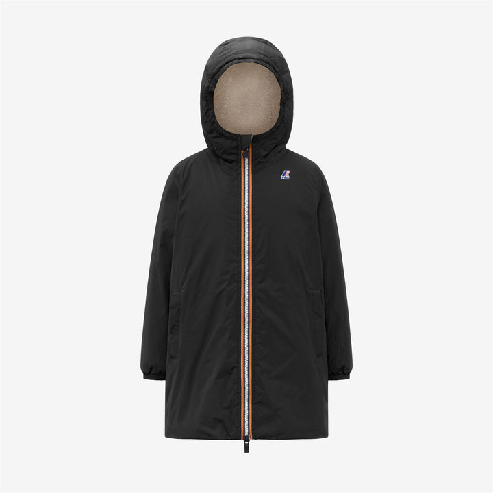 Chaqueta impermeable unisex negra para niños de 3/4 de largo 1