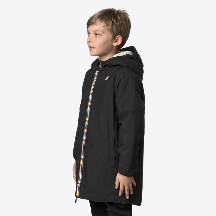 Chaqueta impermeable unisex negra para niños de 3/4 de largo 4