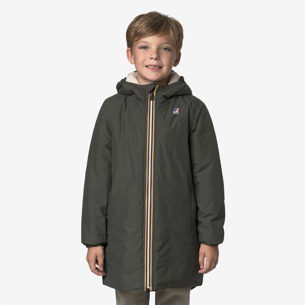 Jackets_KID UNISEX_P. LE VRAI 4.0 EIFFEL ORSETTO_3/4 Length_GREEN BLACKISH - Commercial 3