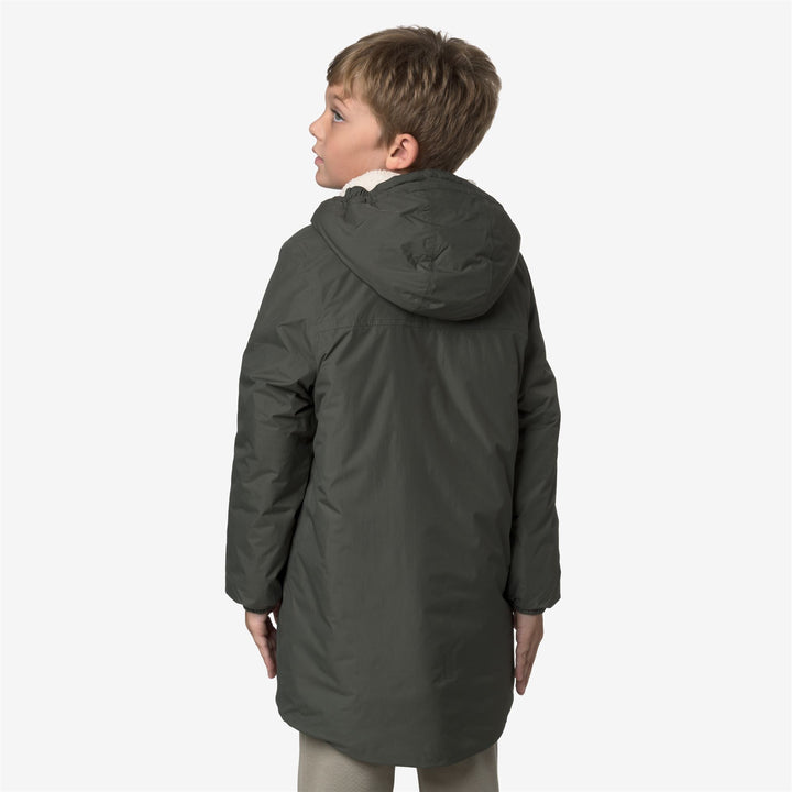 Chaqueta aislante verde negruzca para niños de 3/4 de longitud 5