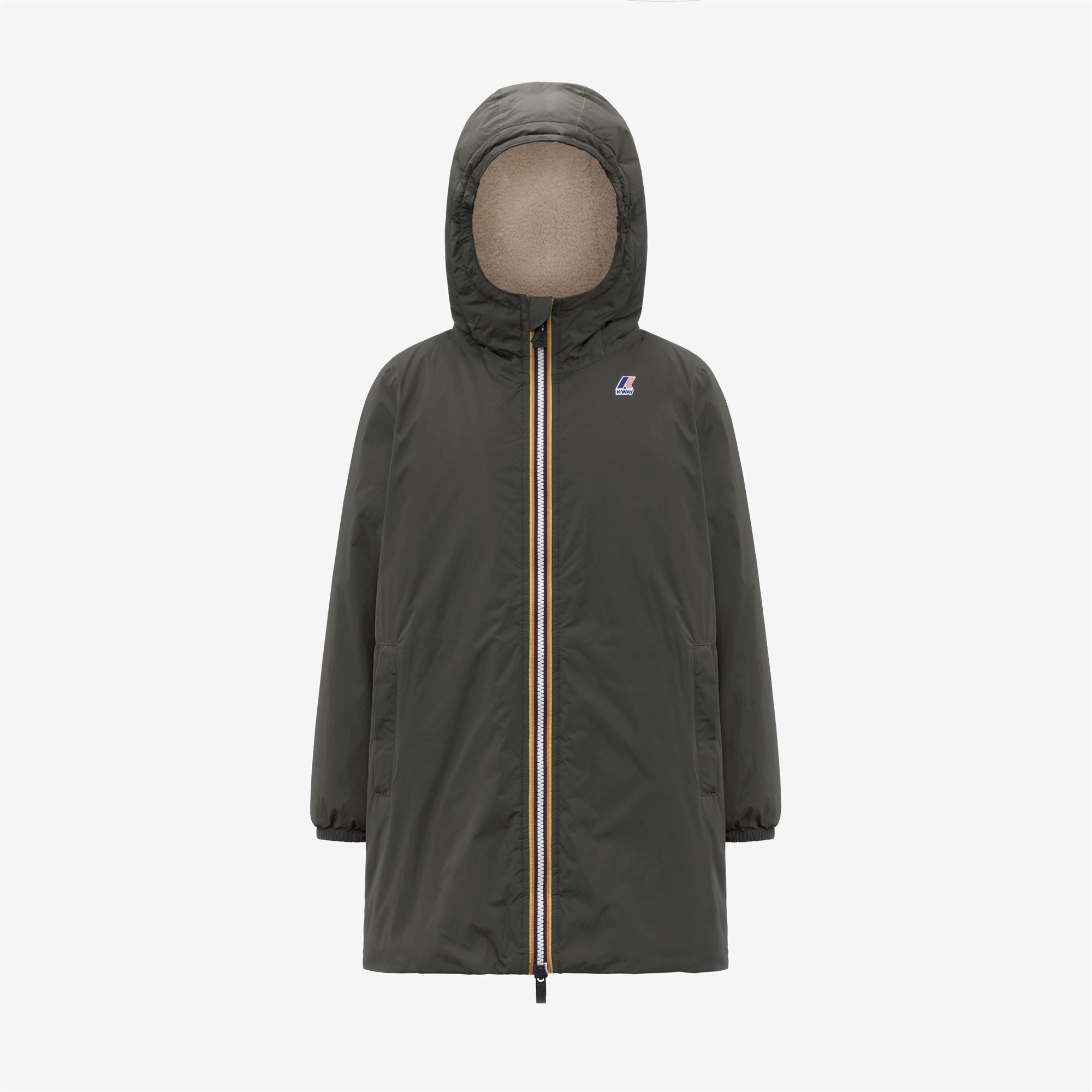 Jackets_KID UNISEX_P. LE VRAI 4.0 EIFFEL ORSETTO_3/4 Length_GREEN BLACKISH - Commercial 1