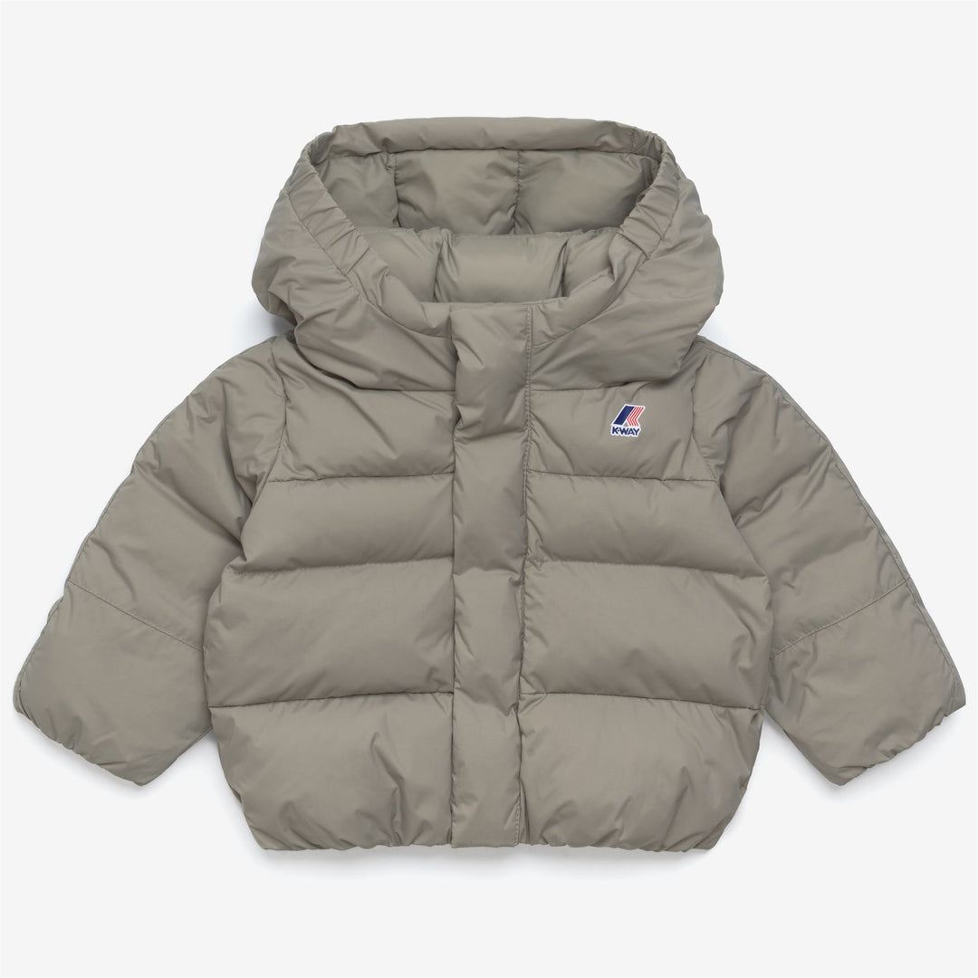 Green unisex Kid's Heavy Warm Puffer Jacket with Hood 01