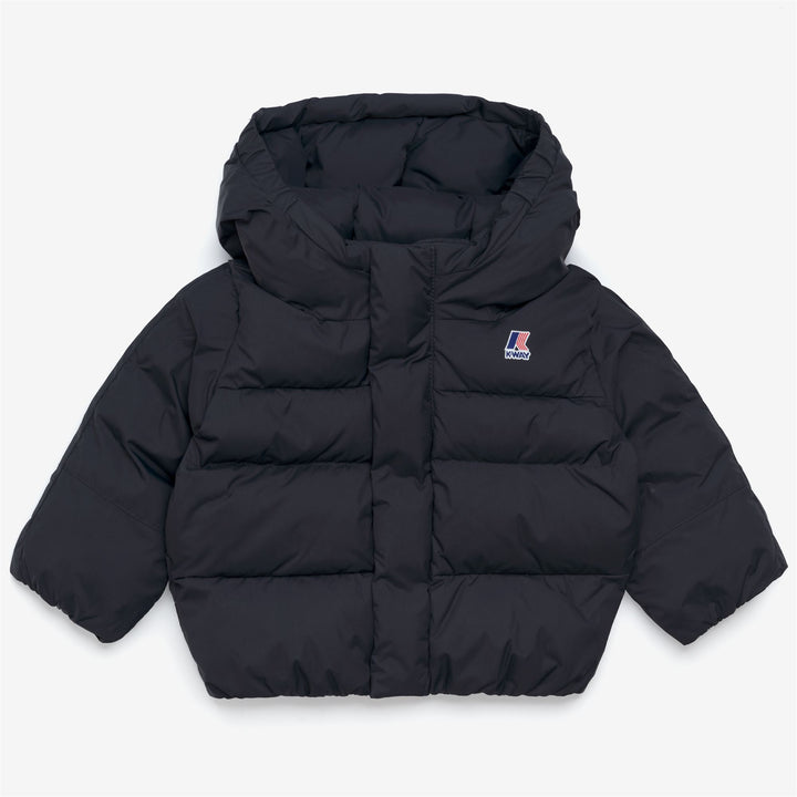 Chaqueta acolchada gruesa unisex azul para niños con capucha y acolchado 1