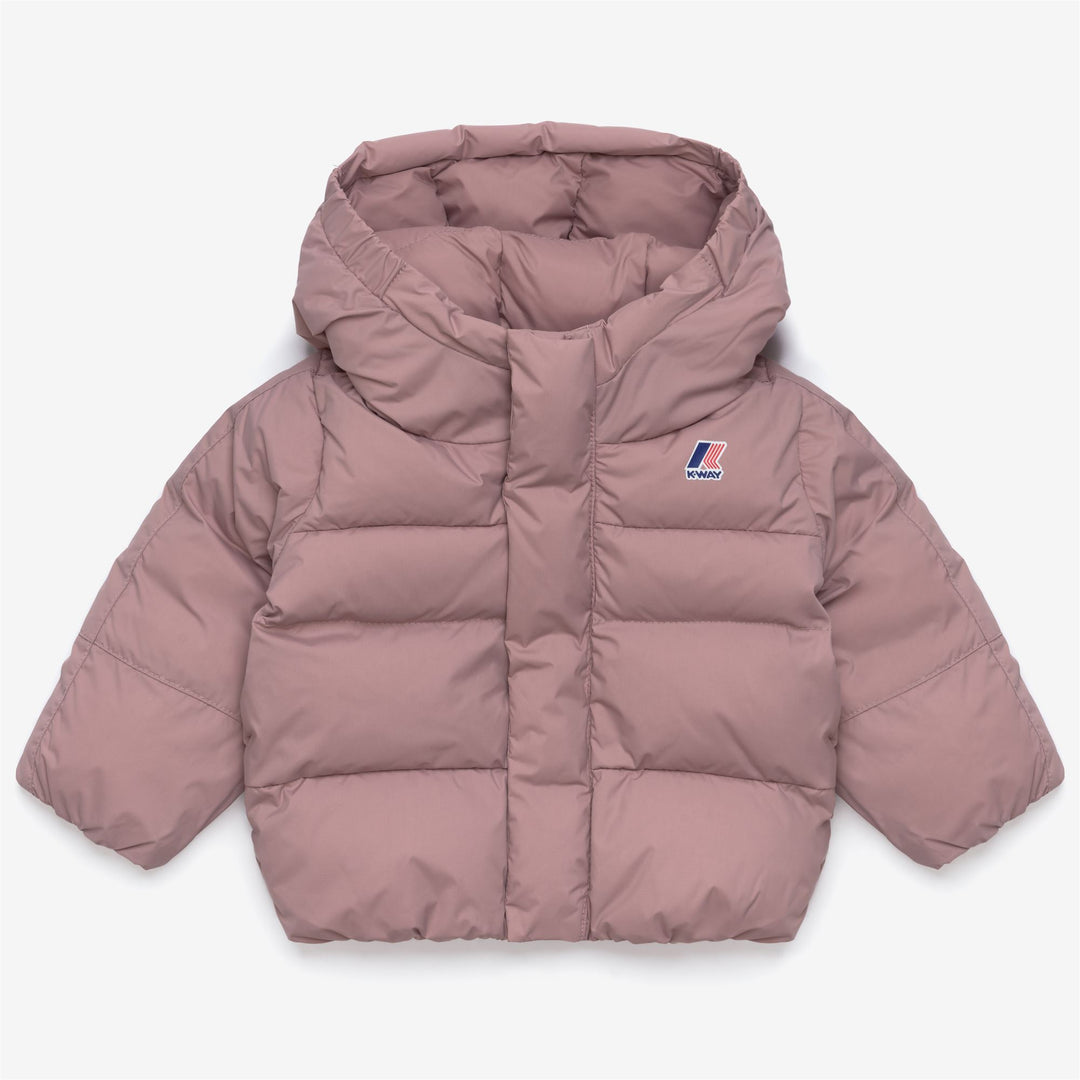 Pink brown Unisex Kids Heavy Puffer Jacket for Cold Weather 01