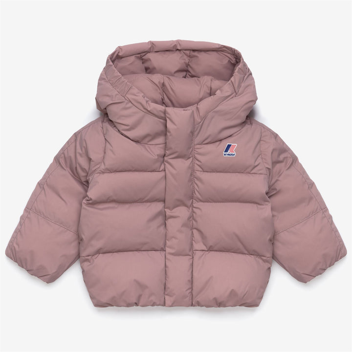 Chaqueta acolchada gruesa unisex para niños, color rosa y marrón, para clima frío 1