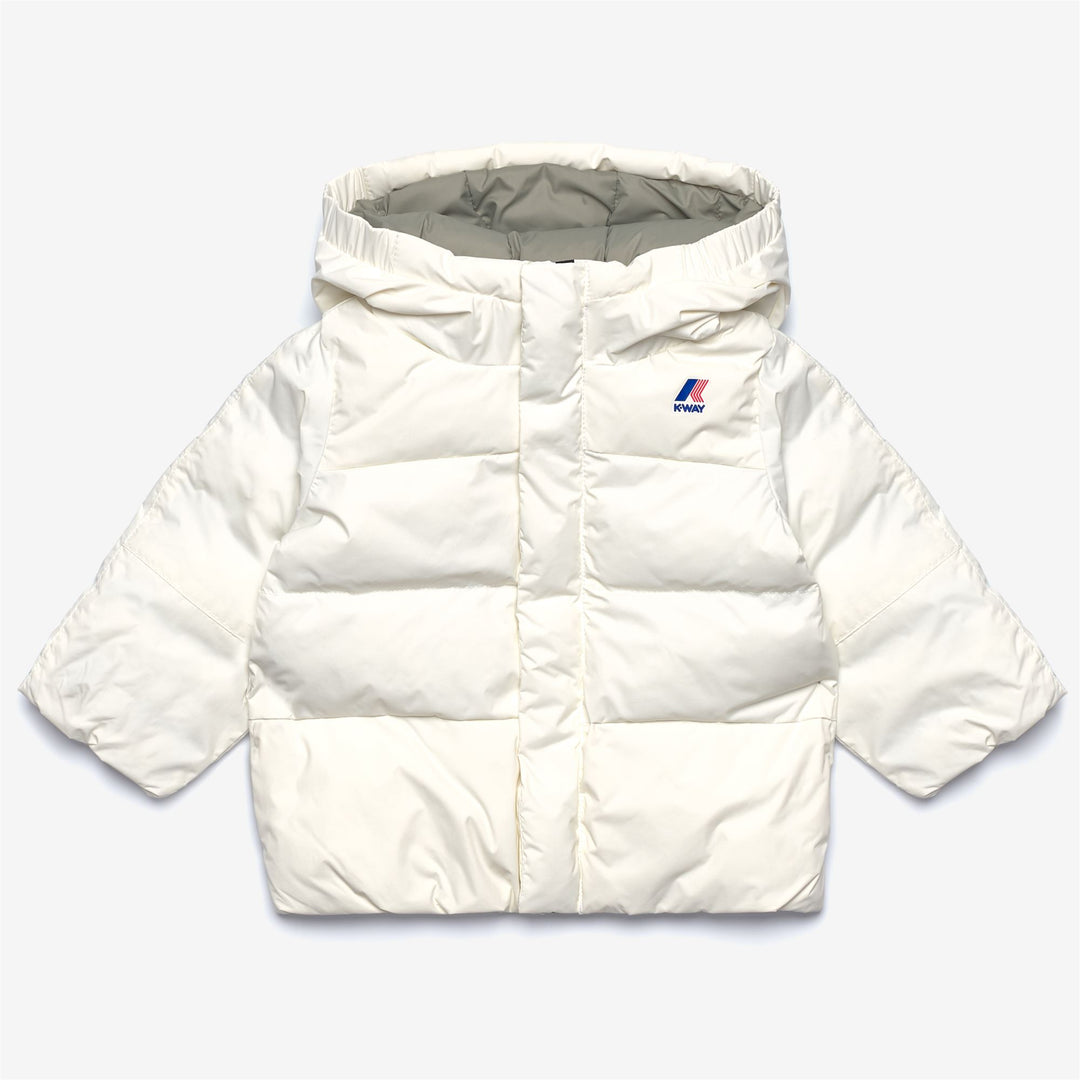 White unisex Kids' Heavy Warm Puffer Jacket with Hood 01