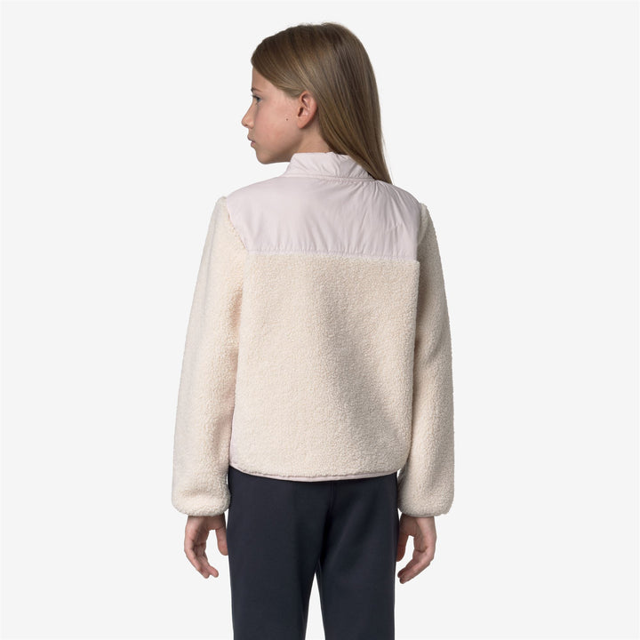 Giacca in pile da bambina con inserti impermeabili color grigio rosa 5