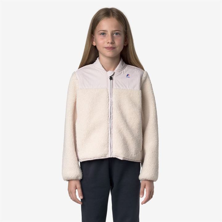 Giacca in pile da bambina con inserti impermeabili color grigio rosa 3