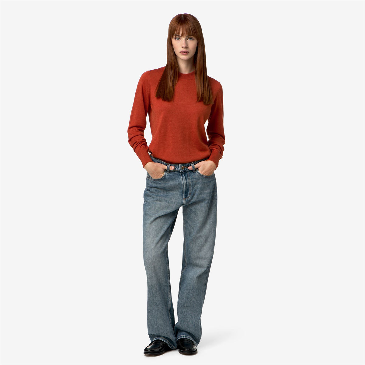 Knitwear_Woman_CHARMY  WOOL SILK CASHMERE_Pull Over_Orange Rusting - Commercial 7