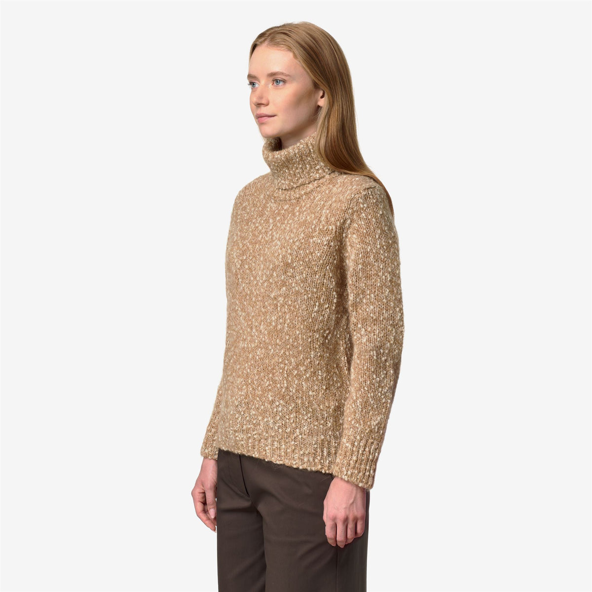 Knitwear_Woman_CORINE COCCOLA YARN_Pull Over_BROWN - WHITE - Commercial 5