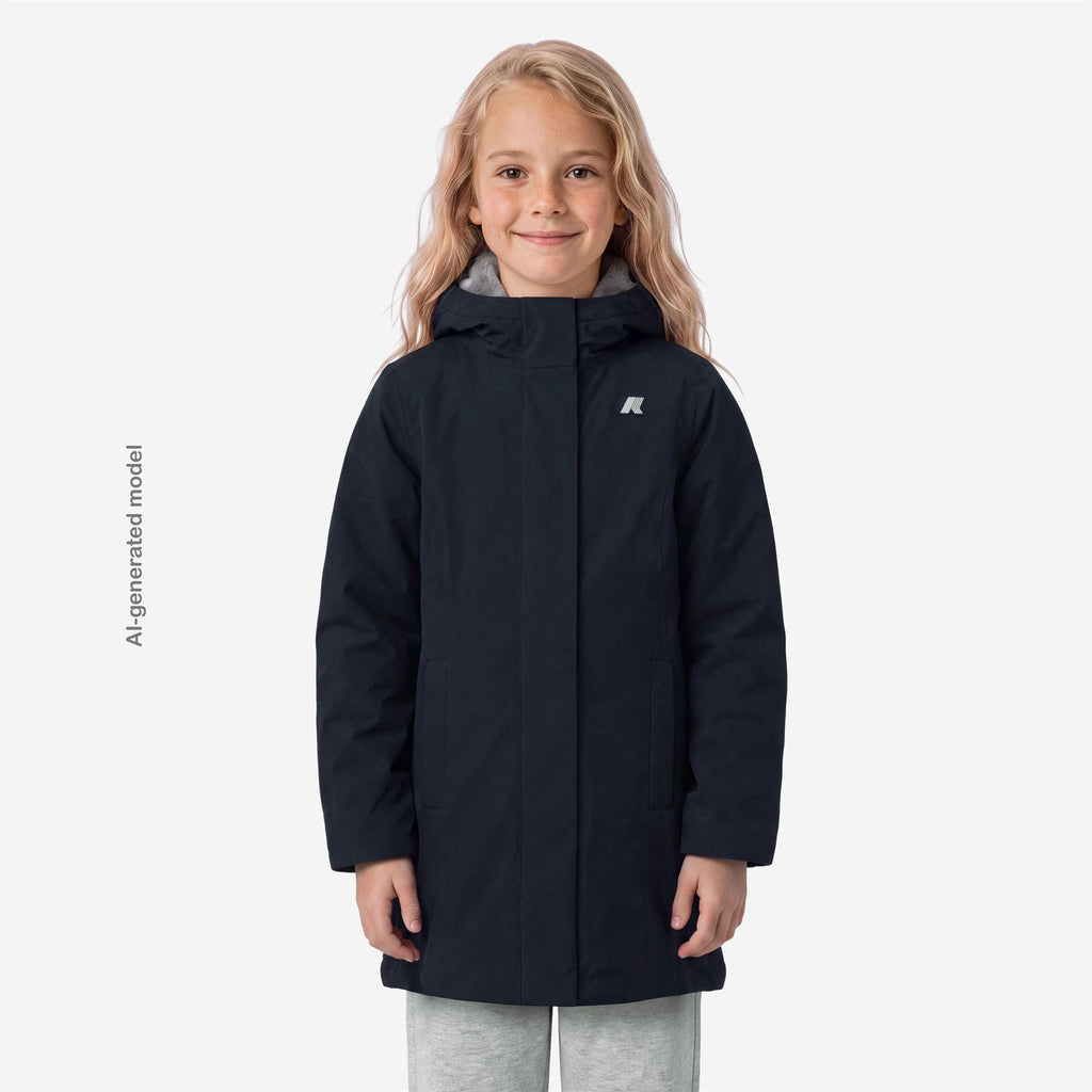 Jackets_GIRL_P. DENISE TWILL SOFT BEAVER_Mid_Blue D-Grey W - Commercial 4