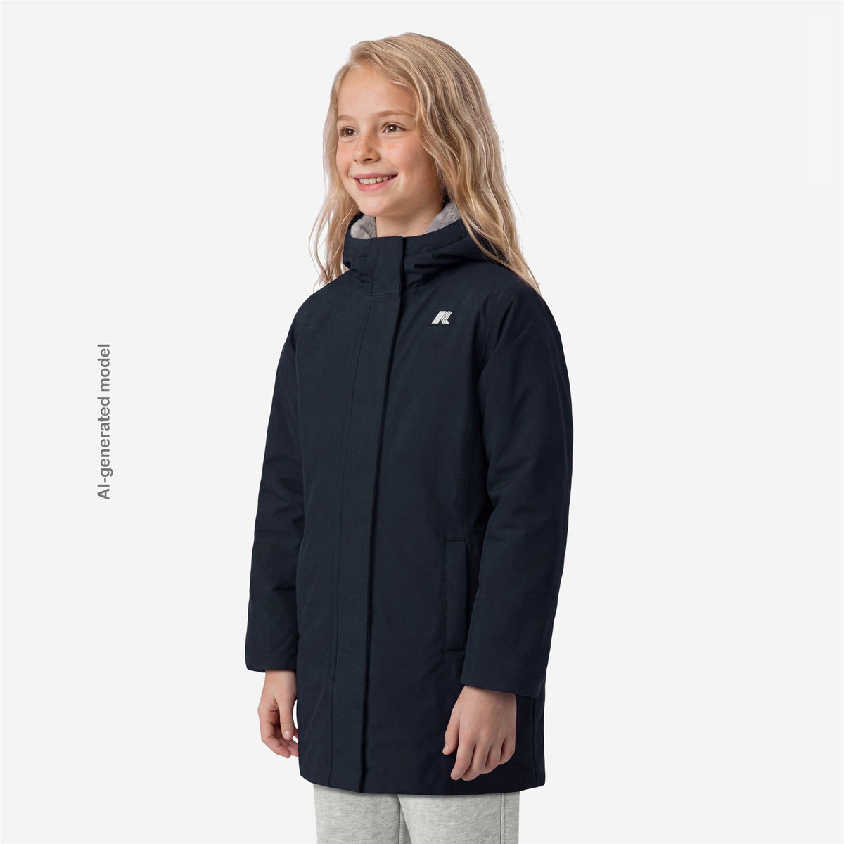 Jackets_GIRL_P. DENISE TWILL SOFT BEAVER_Mid_Blue D-Grey W - Commercial 5