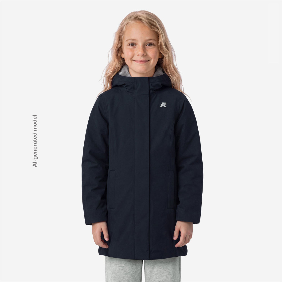 Jackets_GIRL_P. DENISE TWILL SOFT BEAVER_Mid_Blue D-Grey W - Commercial 4