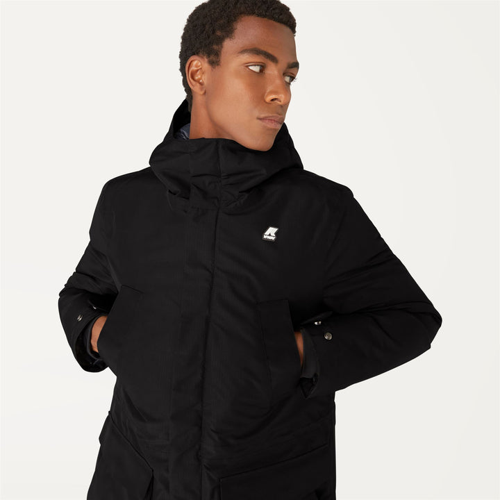 Parka de invierno impermeable con aislamiento de plumas para hombre azul negro 2