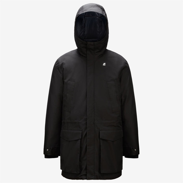 Parka de invierno impermeable con aislamiento de plumas para hombre azul negro 1