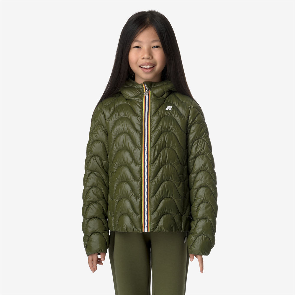Cypress Green Girl's Quilted Short Jacket with Eco-Friendly Padding 02