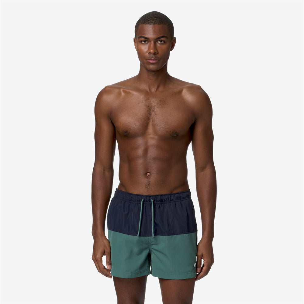 Blue Green Men's Quick-Dry Swimming Trunks with Elastic Waistband 02