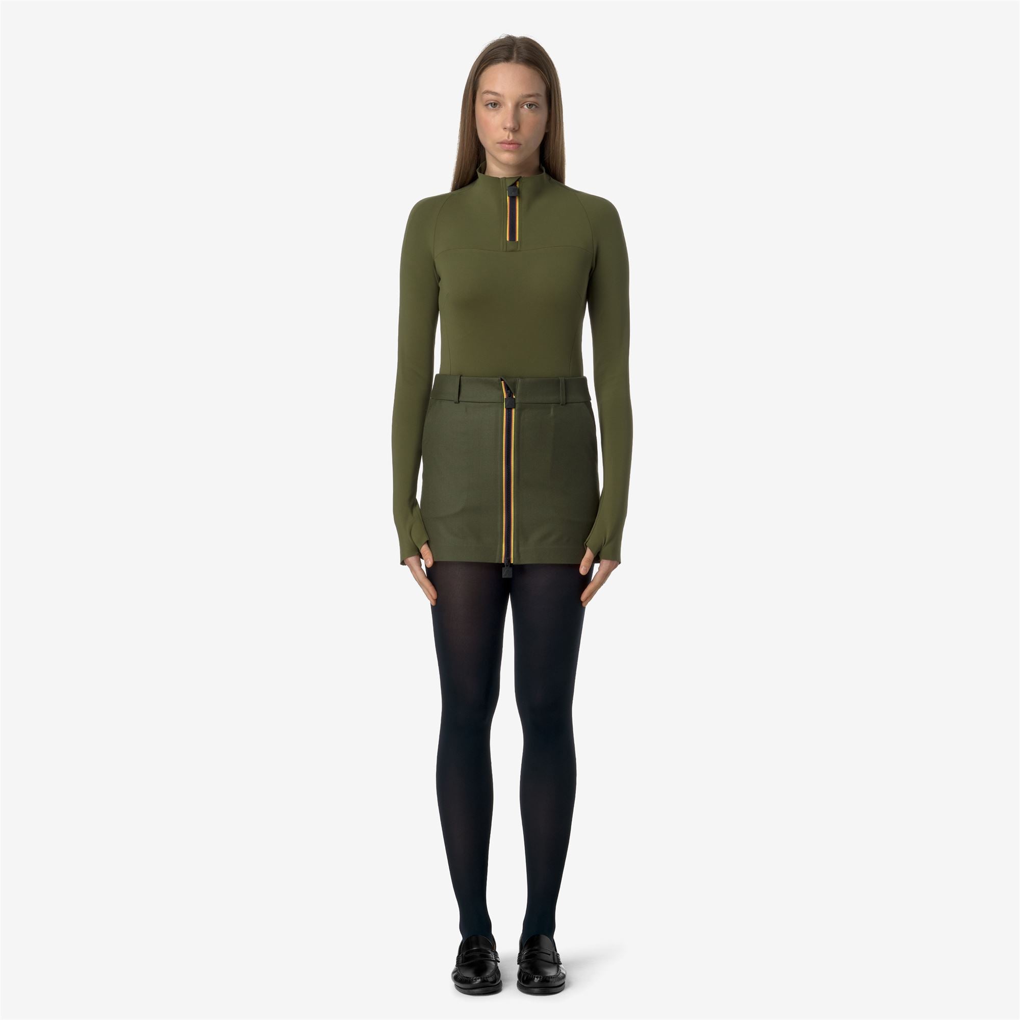 Skirts_WOMAN_MINIKI TECH WOOL 3L SOLID_Short_Green Winter - Black Ash - Commercial 4