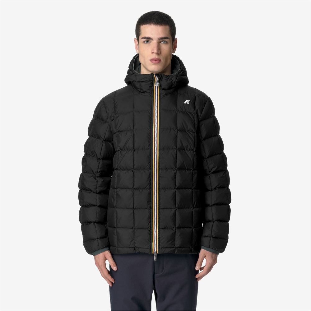 Black green Men's Reversible Down Insulated Winter Jacket 02