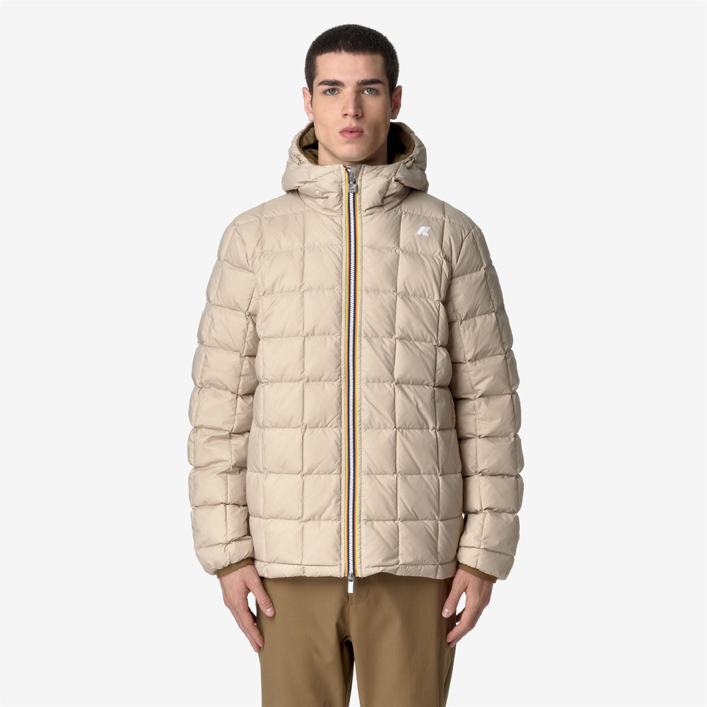 Beige green Men's Reversible Down Insulated Short Jacket 02