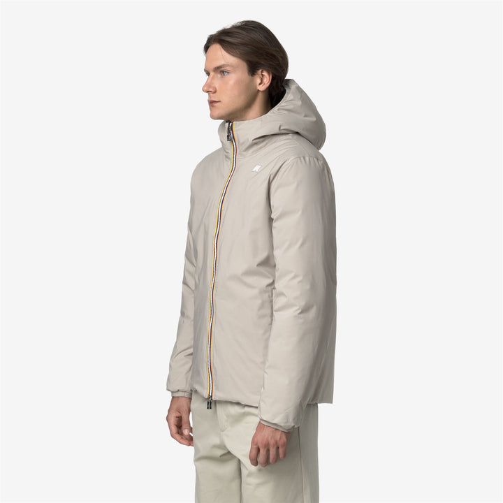 Chaqueta de invierno reversible beige para hombre con aislamiento de plumón 5