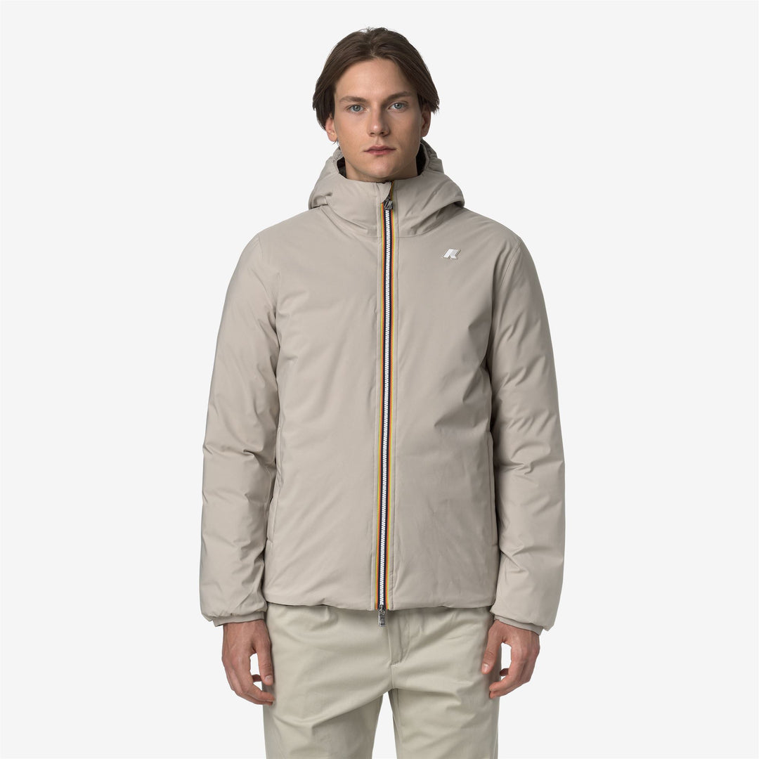 Chaqueta de invierno reversible beige para hombre con aislamiento de plumón main