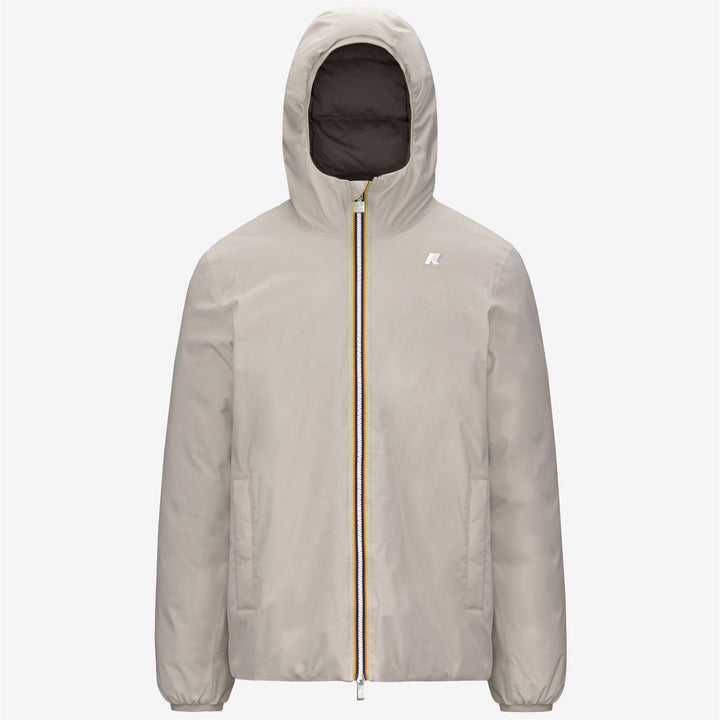 Chaqueta de invierno reversible beige para hombre con aislamiento de plumón 1