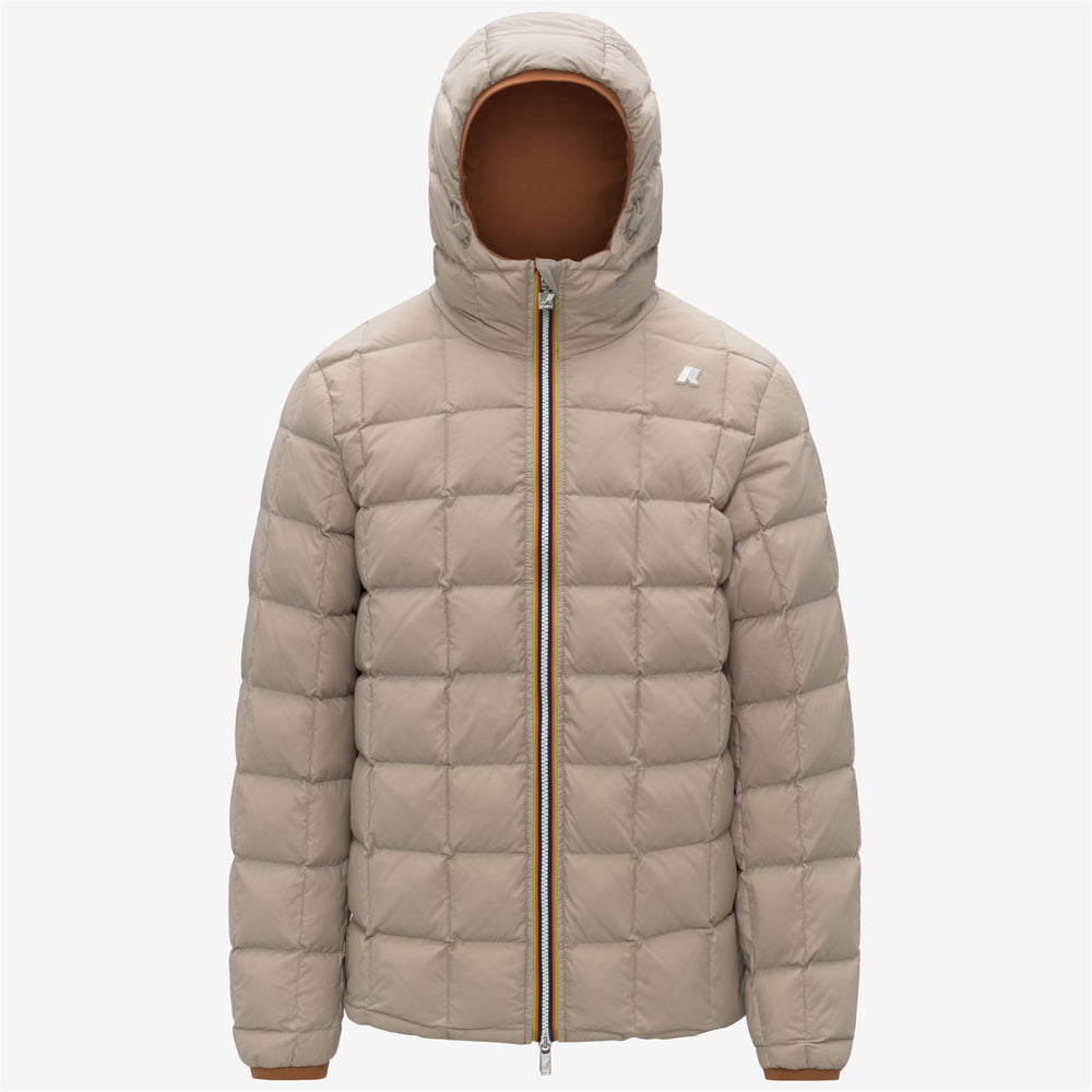 Chaqueta de invierno reversible con aislamiento de plumón para hombre en color beige anaranjado 02